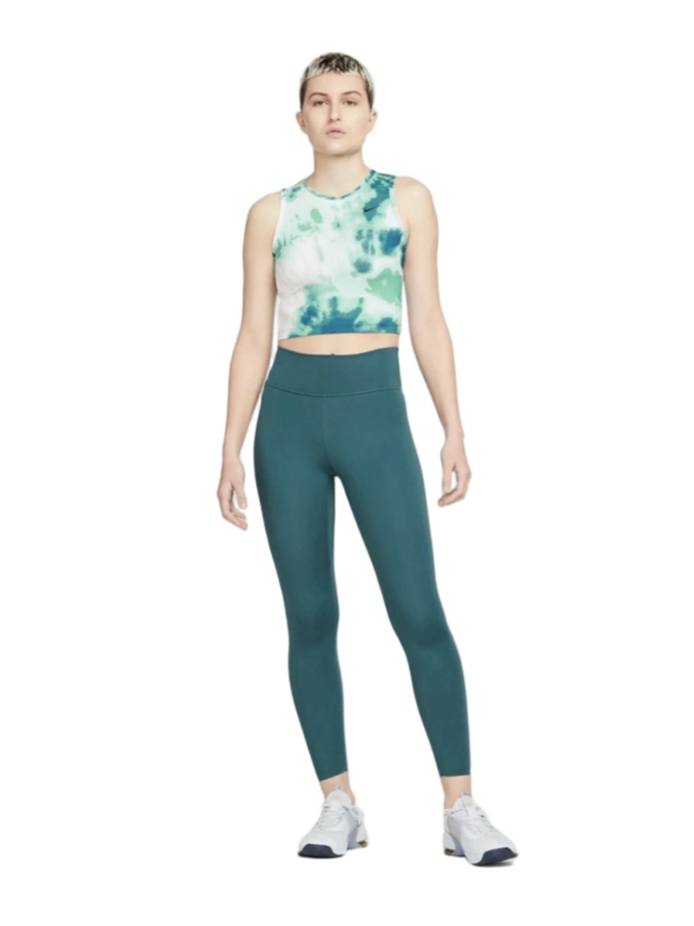 Nike Fast Tie Dye Crop Tank Top Green Medium NWT Womens Workout DV0052-382